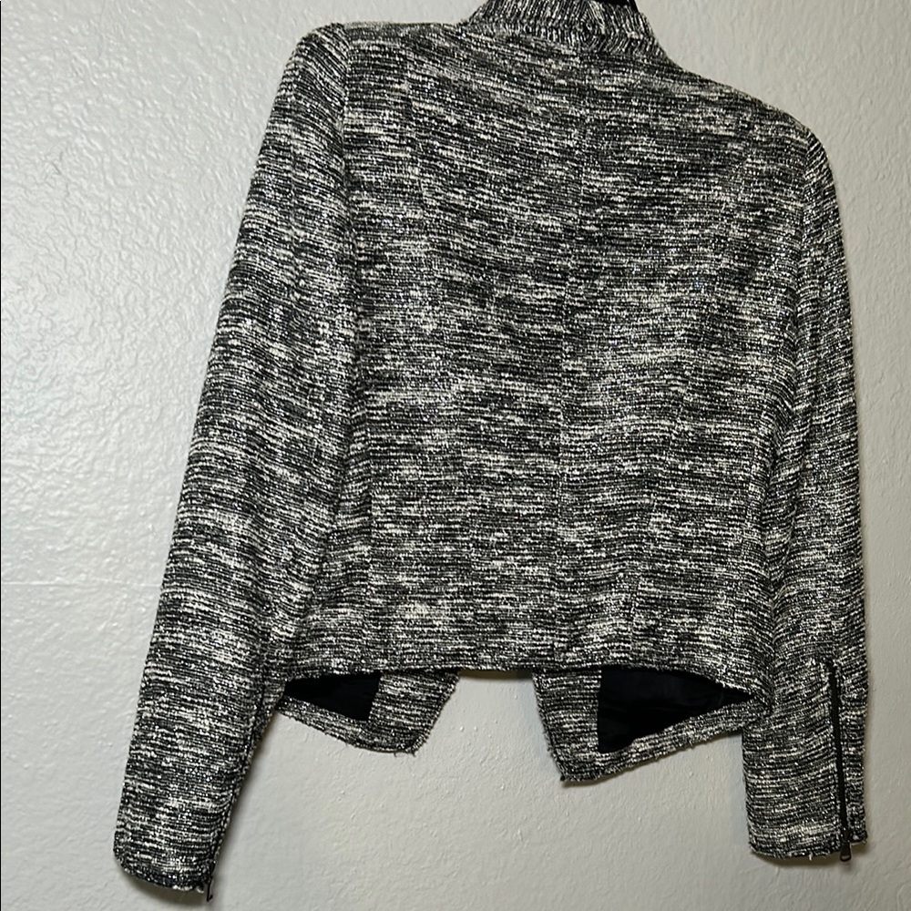 Zara Black and Gray Blazer with Textured Tweed Design - Picture 8 of 8